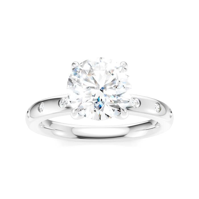 1/6 Ctw Round Shape Round Cut Diamond Semi-Mount Engagement Ring in 14K White Gold
