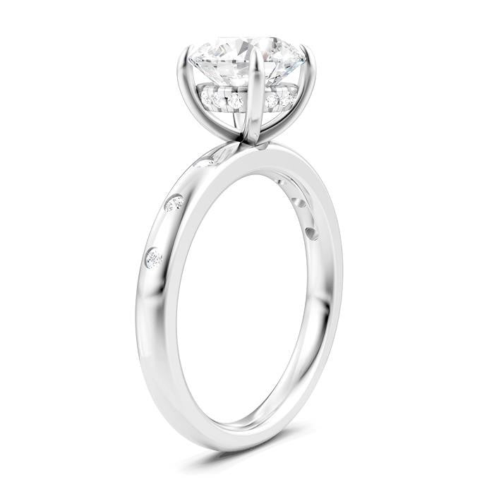 1/6 Ctw Round Shape Round Cut Diamond Semi-Mount Engagement Ring in 14K White Gold