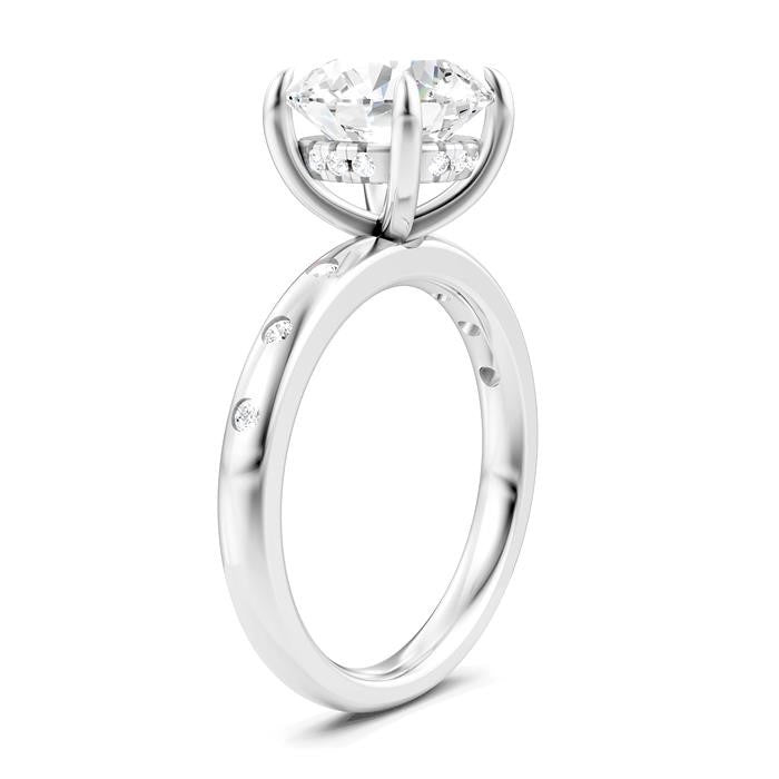 1/6 Ctw Round Shape Round Cut Diamond Semi-Mount Engagement Ring in 14K White Gold