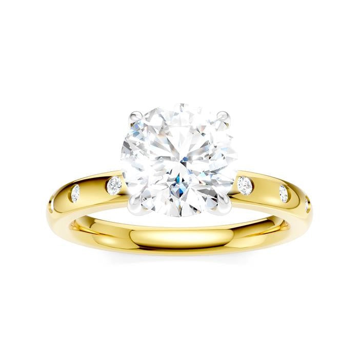 1/6 Ctw Round Shape Round Cut Diamond Semi-Mount Engagement Ring in 14K Yellow and White Gold