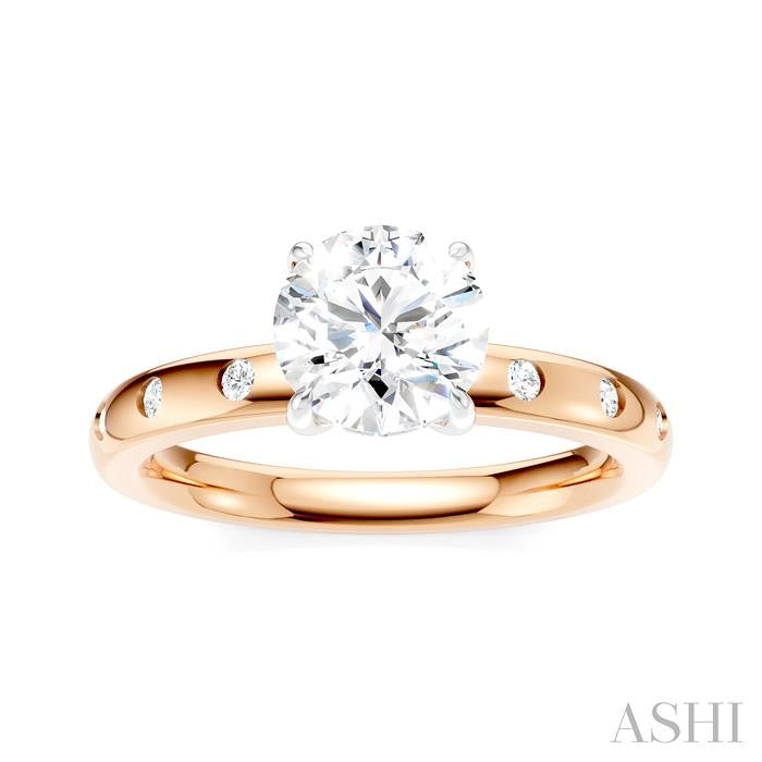 1/6 Ctw Round Shape Round Cut Diamond Semi-Mount Engagement Ring in 14K Rose and White Gold