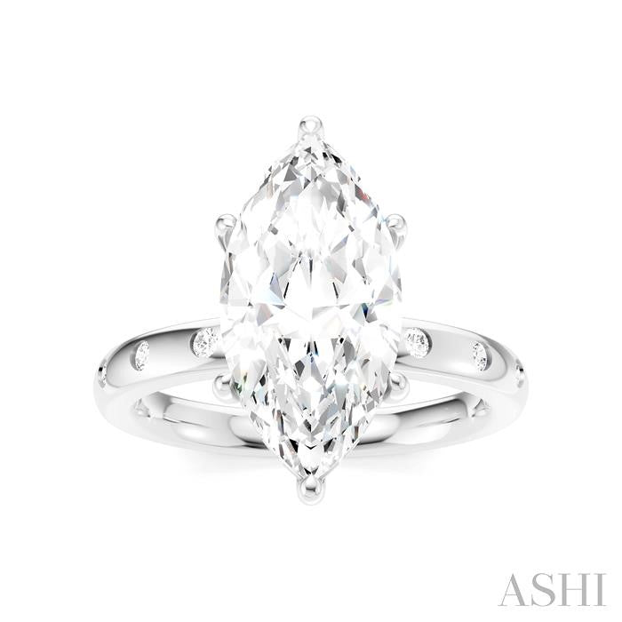 1/6 Ctw Akari Marquise Shape Round Cut Diamond Semi-Mount Engagement Ring in 14K White Gold