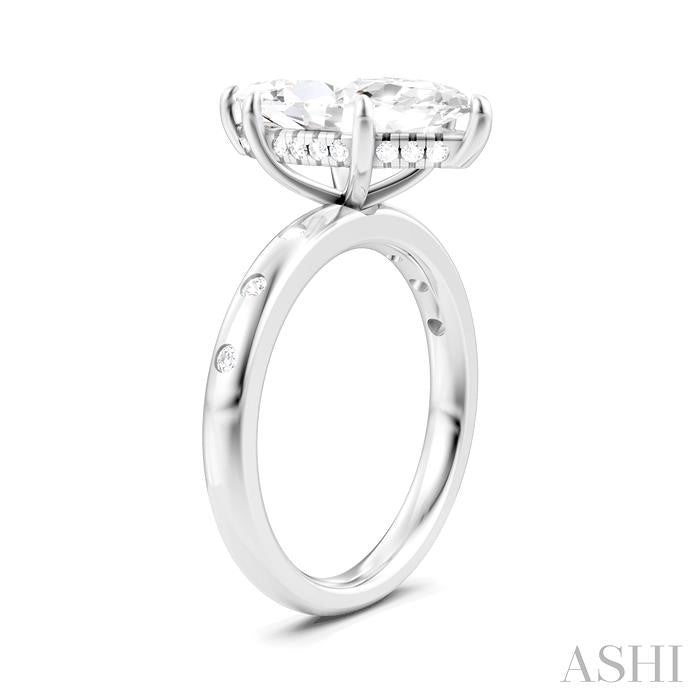 1/6 Ctw Akari Marquise Shape Round Cut Diamond Semi-Mount Engagement Ring in 14K White Gold
