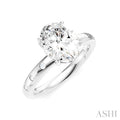 1/6 Ctw Akari Oval Shape Round Cut Diamond Semi-Mount Engagement Ring in 14K White Gold