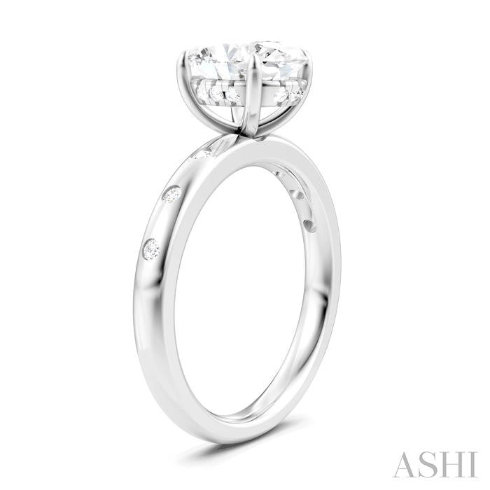 1/6 Ctw Akari Oval Shape Round Cut Diamond Semi-Mount Engagement Ring in 14K White Gold