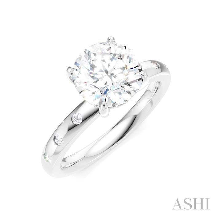 1/6 Ctw Round Shape Round Cut Diamond Semi-Mount Engagement Ring in 14K White Gold