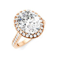 3/4 Ctw Oval Shape Round Cut Diamond Halo Semi-Mount Engagement Ring in 14K Rose Gold