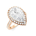 3/4 Ctw Pear Shape Round Cut Diamond Halo Semi-Mount Engagement Ring in 14K Rose Gold