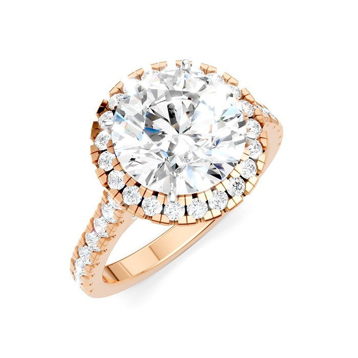 3/4 Ctw Round Shape Round Cut Diamond Halo Semi-Mount Engagement Ring in 14K Rose Gold