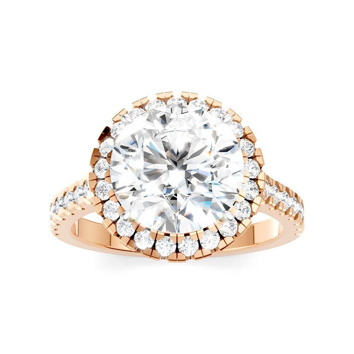 3/4 Ctw Round Shape Round Cut Diamond Halo Semi-Mount Engagement Ring in 14K Rose Gold