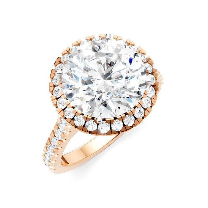 3/4 Ctw Round Shape Round Cut Diamond Halo Semi-Mount Engagement Ring in 14K Rose Gold