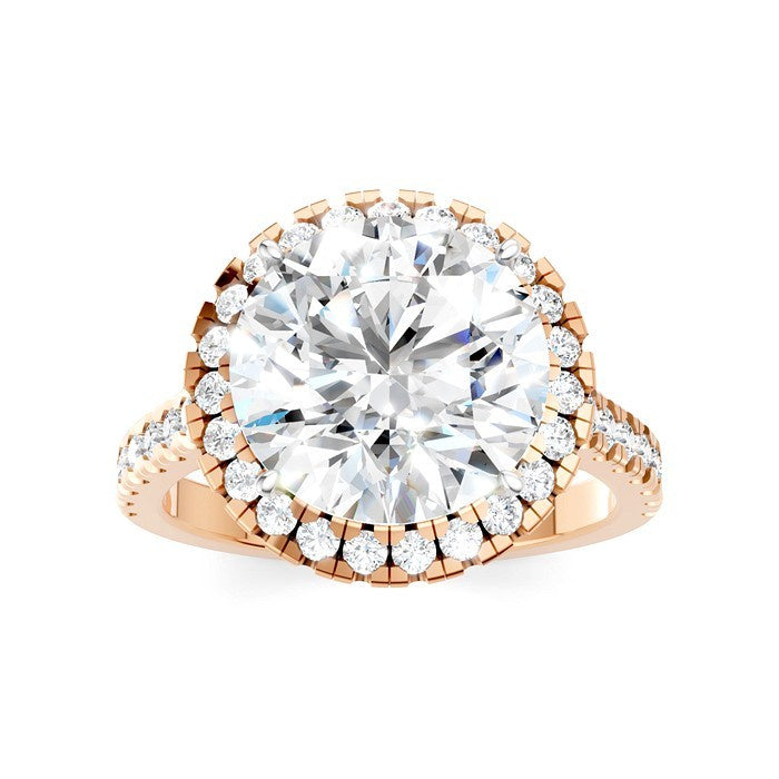 3/4 Ctw Round Shape Round Cut Diamond Halo Semi-Mount Engagement Ring in 14K Rose Gold