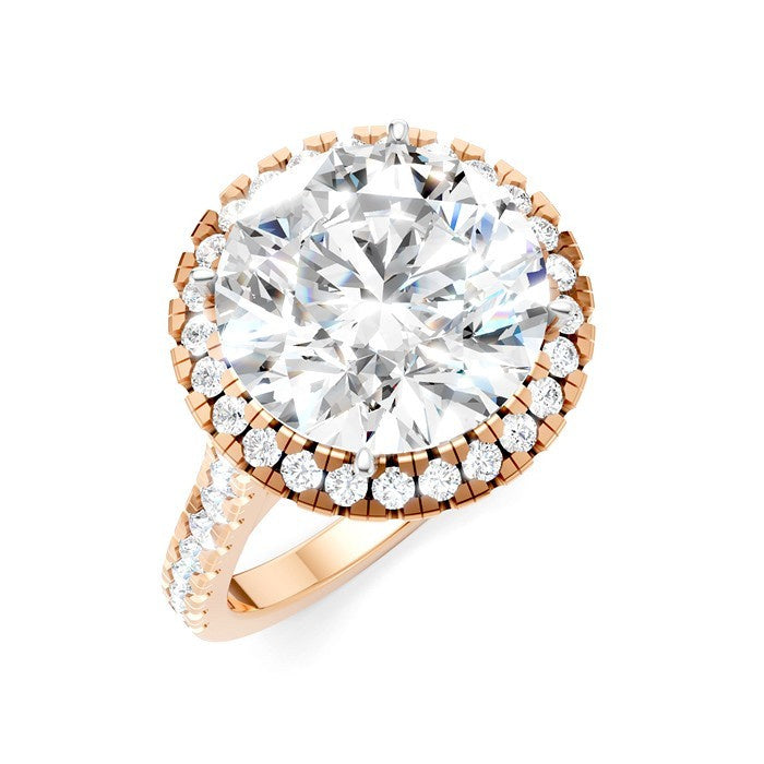 3/4 Ctw Round Shape Round Cut Diamond Halo Semi-Mount Engagement Ring in 14K Rose Gold