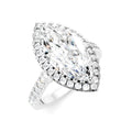 3/4 Ctw Marquise Shape Round Cut Diamond Halo Semi-Mount Engagement Ring in 14K White Gold