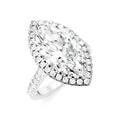 3/4 Ctw Marquise Shape Round Cut Diamond Halo Semi-Mount Engagement Ring in 14K White Gold