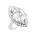 3/4 Ctw Marquise Shape Round Cut Diamond Halo Semi-Mount Engagement Ring in 14K White Gold