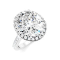 3/4 Ctw Oval Shape Round Cut Diamond Halo Semi-Mount Engagement Ring in 14K White Gold