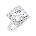 3/4 Ctw Princess Shape Round Cut Diamond Halo Semi-Mount Engagement Ring in 14K White Gold