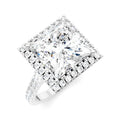 3/4 Ctw Princess Shape Round Cut Diamond Halo Semi-Mount Engagement Ring in 14K White Gold