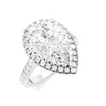 3/4 Ctw Pear Shape Round Cut Diamond Halo Semi-Mount Engagement Ring in 14K White Gold