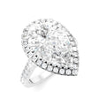 3/4 Ctw Pear Shape Round Cut Diamond Halo Semi-Mount Engagement Ring in 14K White Gold