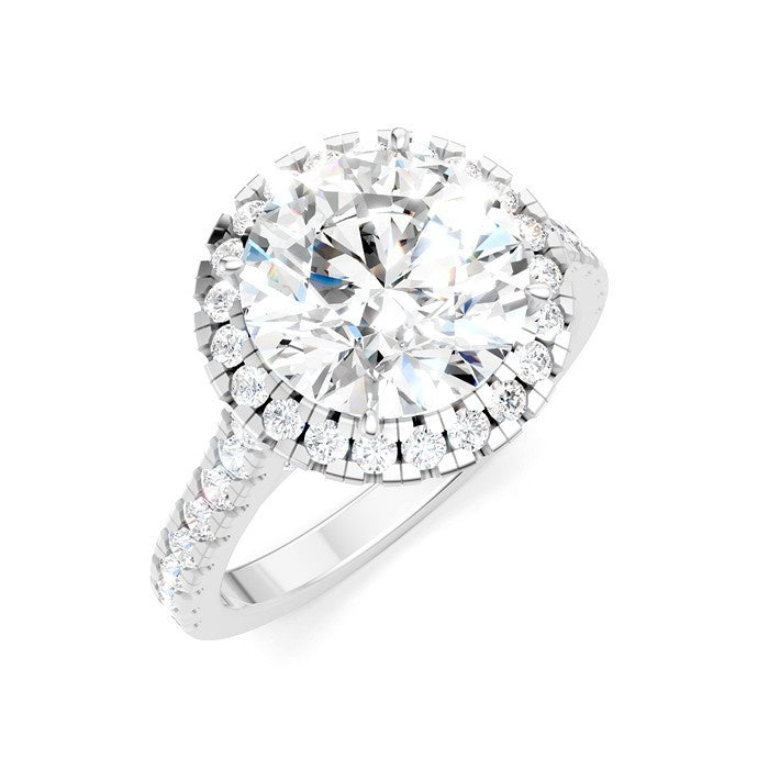 3/4 Ctw Round Shape Round Cut Diamond Halo Semi-Mount Engagement Ring in 14K White Gold