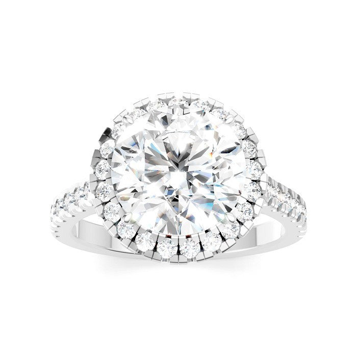 3/4 Ctw Round Shape Round Cut Diamond Halo Semi-Mount Engagement Ring in 14K White Gold