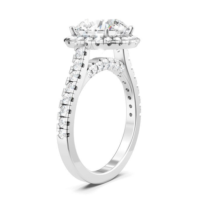 3/4 Ctw Round Shape Round Cut Diamond Halo Semi-Mount Engagement Ring in 14K White Gold