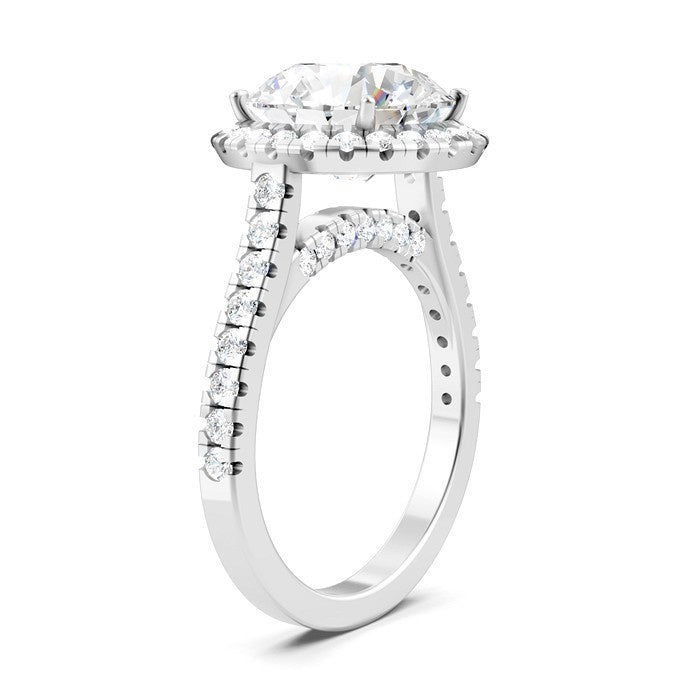 3/4 Ctw Round Shape Round Cut Diamond Halo Semi-Mount Engagement Ring in 14K White Gold