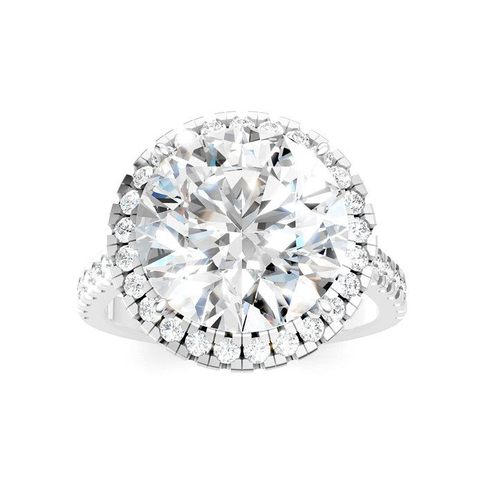 3/4 Ctw Round Shape Round Cut Diamond Halo Semi-Mount Engagement Ring in 14K White Gold