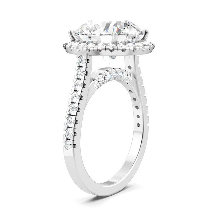 3/4 Ctw Round Shape Round Cut Diamond Halo Semi-Mount Engagement Ring in 14K White Gold