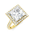 3/4 Ctw Princess Shape Round Cut Diamond Halo Semi-Mount Engagement Ring in 14K Yellow Gold