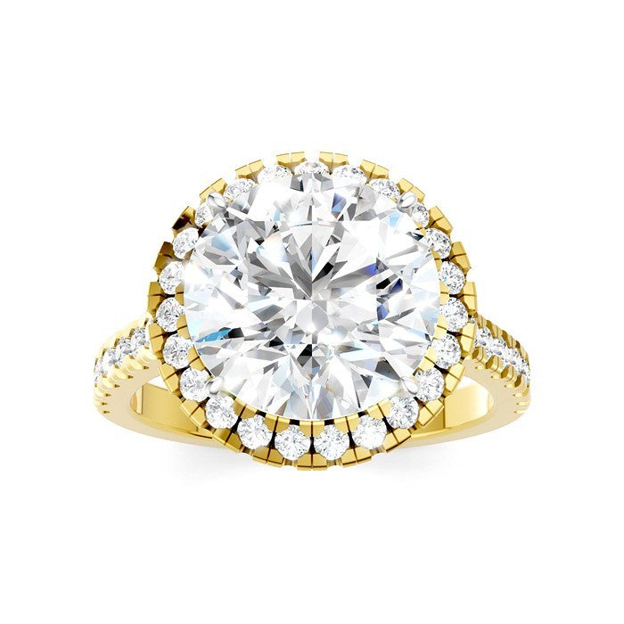 3/4 Ctw Round Shape Round Cut Diamond Halo Semi-Mount Engagement Ring in 14K Yellow Gold