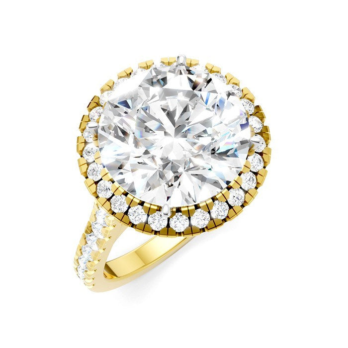 3/4 Ctw Round Shape Round Cut Diamond Halo Semi-Mount Engagement Ring in 14K Yellow Gold