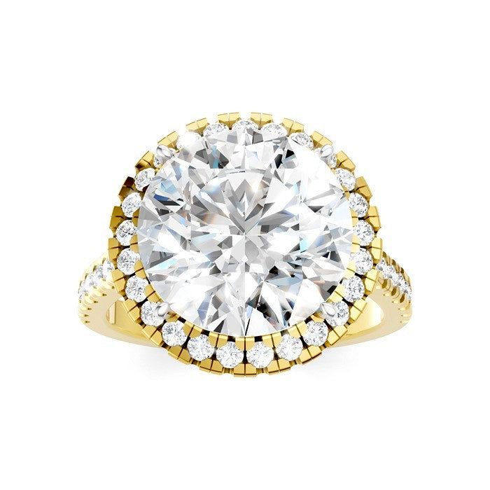 3/4 Ctw Round Shape Round Cut Diamond Halo Semi-Mount Engagement Ring in 14K Yellow Gold
