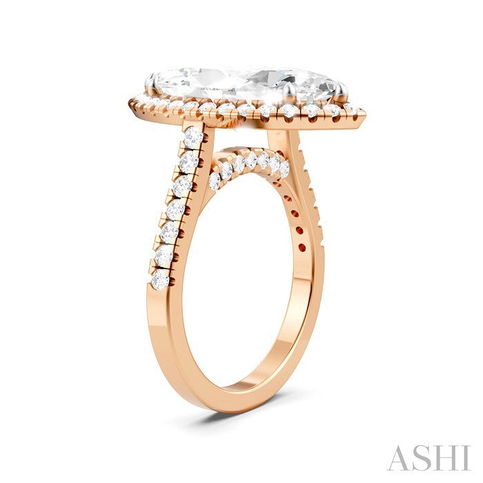 3/4 Ctw Marquise Shape Round Cut Diamond Halo Semi-Mount Engagement Ring in 14K Rose Gold