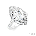 3/4 Ctw Marquise Shape Round Cut Diamond Halo Semi-Mount Engagement Ring in 14K White Gold