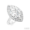 3/4 Ctw Marquise Shape Round Cut Diamond Halo Semi-Mount Engagement Ring in 14K White Gold
