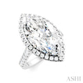 3/4 Ctw Marquise Shape Round Cut Diamond Halo Semi-Mount Engagement Ring in 14K White Gold