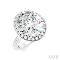 3/4 Ctw Oval Shape Round Cut Diamond Halo Semi-Mount Engagement Ring in 14K White Gold