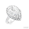 3/4 Ctw Pear Shape Round Cut Diamond Halo Semi-Mount Engagement Ring in 14K White Gold