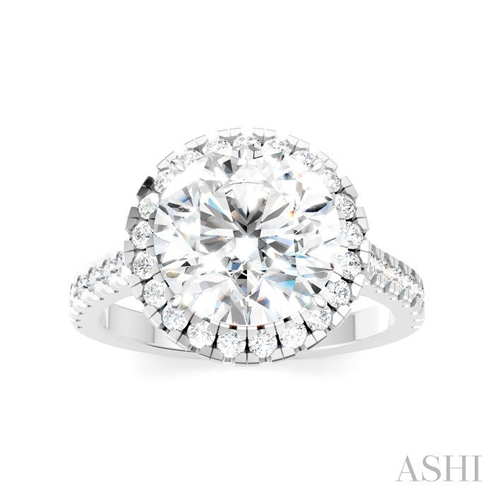 3/4 Ctw Round Shape Round Cut Diamond Halo Semi-Mount Engagement Ring in 14K White Gold