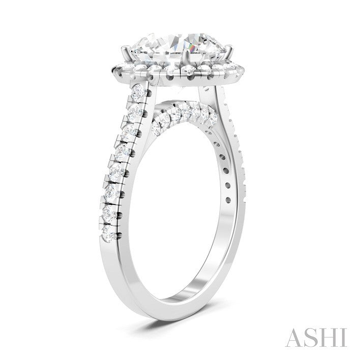 3/4 Ctw Round Shape Round Cut Diamond Halo Semi-Mount Engagement Ring in 14K White Gold