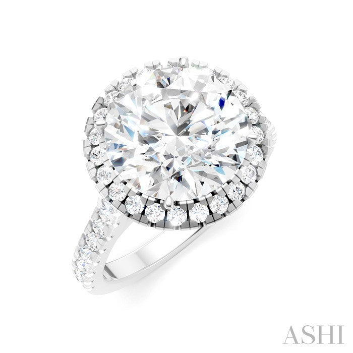 3/4 Ctw Round Shape Round Cut Diamond Halo Semi-Mount Engagement Ring in 14K White Gold