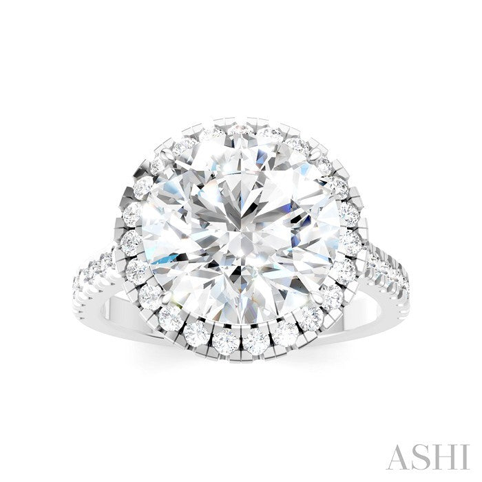 3/4 Ctw Round Shape Round Cut Diamond Halo Semi-Mount Engagement Ring in 14K White Gold