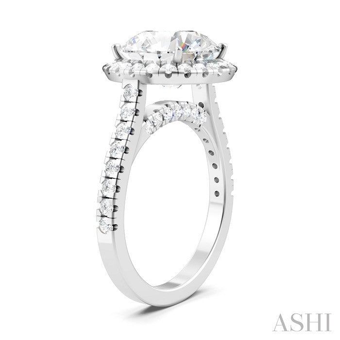 3/4 Ctw Round Shape Round Cut Diamond Halo Semi-Mount Engagement Ring in 14K White Gold