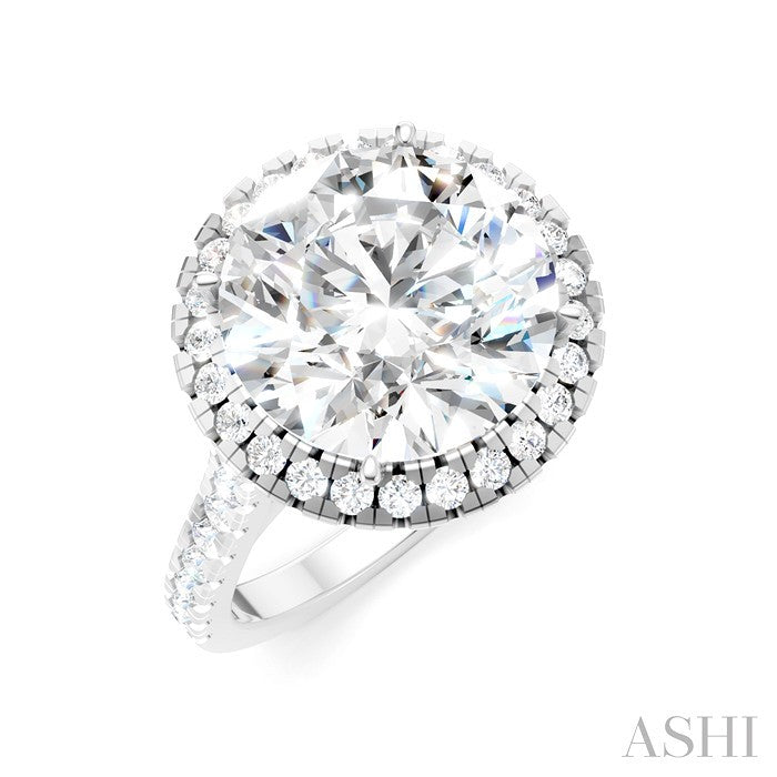 3/4 Ctw Round Shape Round Cut Diamond Halo Semi-Mount Engagement Ring in 14K White Gold