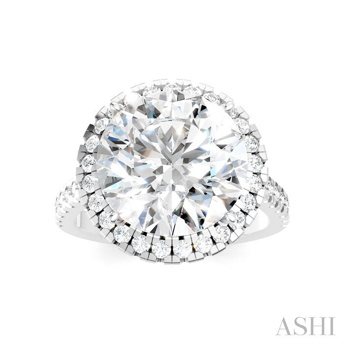 3/4 Ctw Round Shape Round Cut Diamond Halo Semi-Mount Engagement Ring in 14K White Gold
