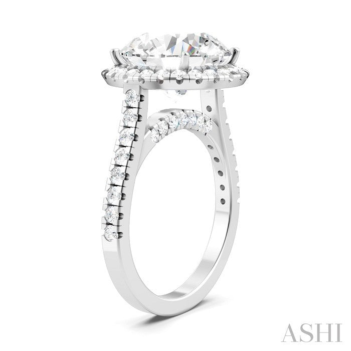 3/4 Ctw Round Shape Round Cut Diamond Halo Semi-Mount Engagement Ring in 14K White Gold