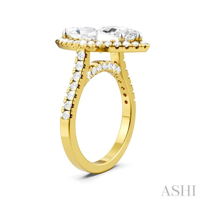 3/4 Ctw Marquise Shape Round Cut Diamond Halo Semi-Mount Engagement Ring in 14K Yellow Gold